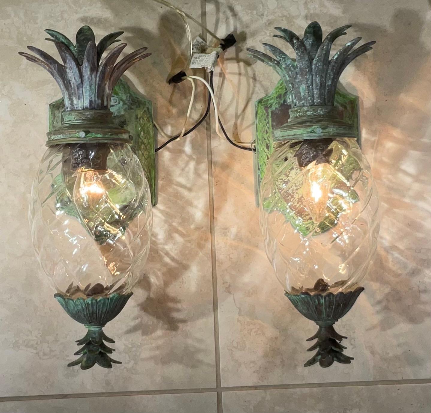 North American Pair of Bronze and Brass Wall Lantern or Wall Sconces
