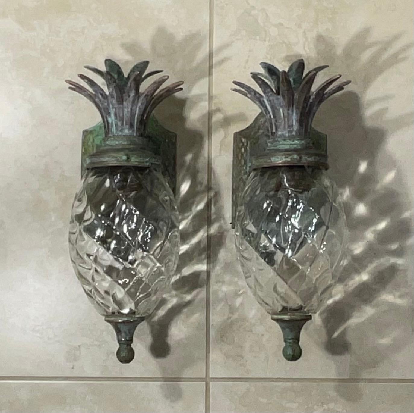 Asian Pair of Bronze and Brass Wall Lantern or Wall Sconces For Sale