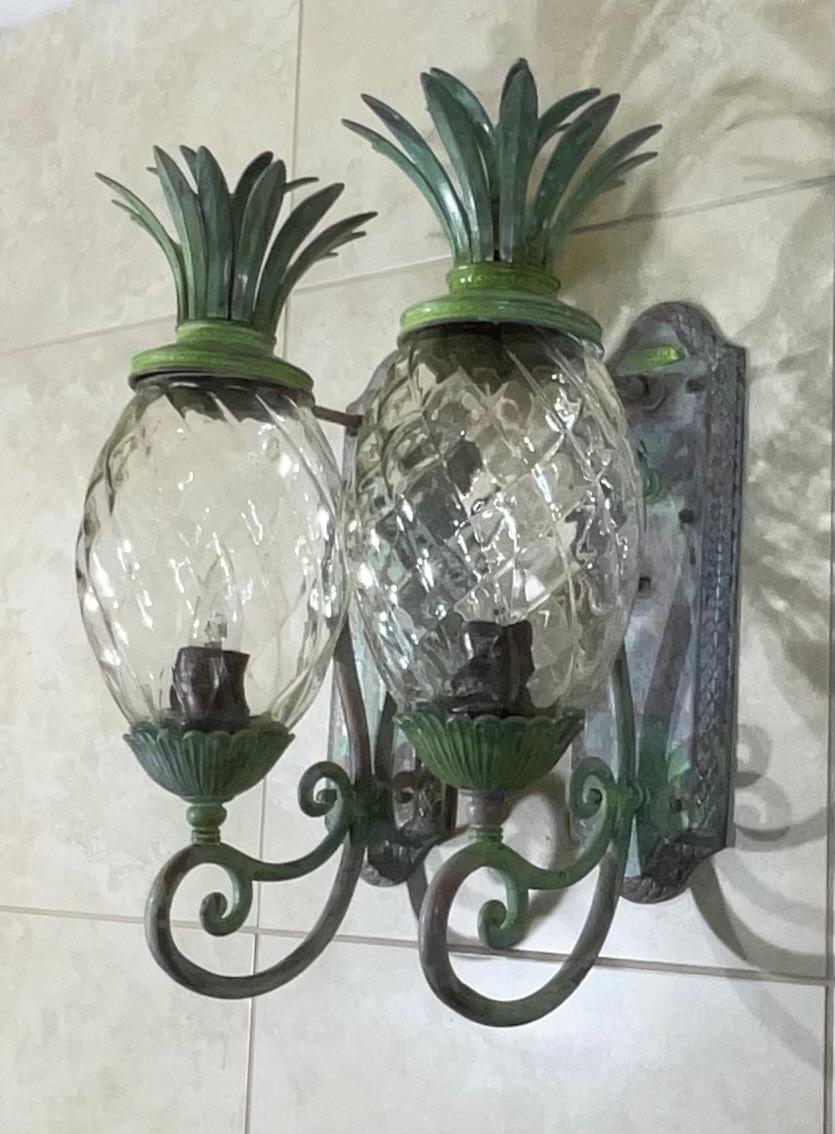 Hand-Crafted Pair of Bronze and Brass Wall Lantern or Wall Sconces 