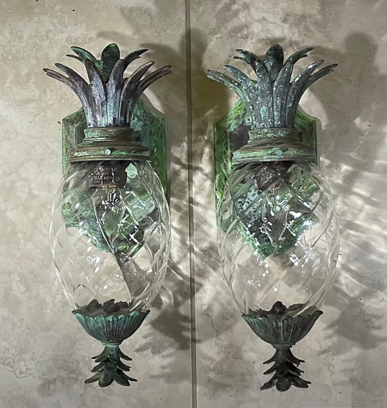 Hand-Crafted Pair of Bronze and Brass Wall Lantern or Wall Sconces