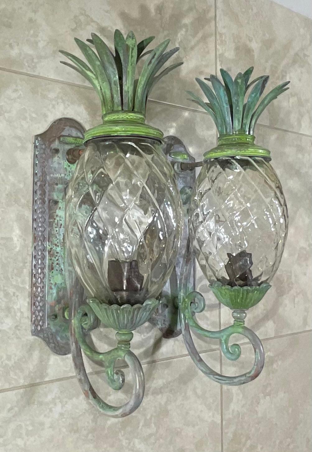 Pair of Bronze and Brass Wall Lantern or Wall Sconces  In Good Condition In Delray Beach, FL