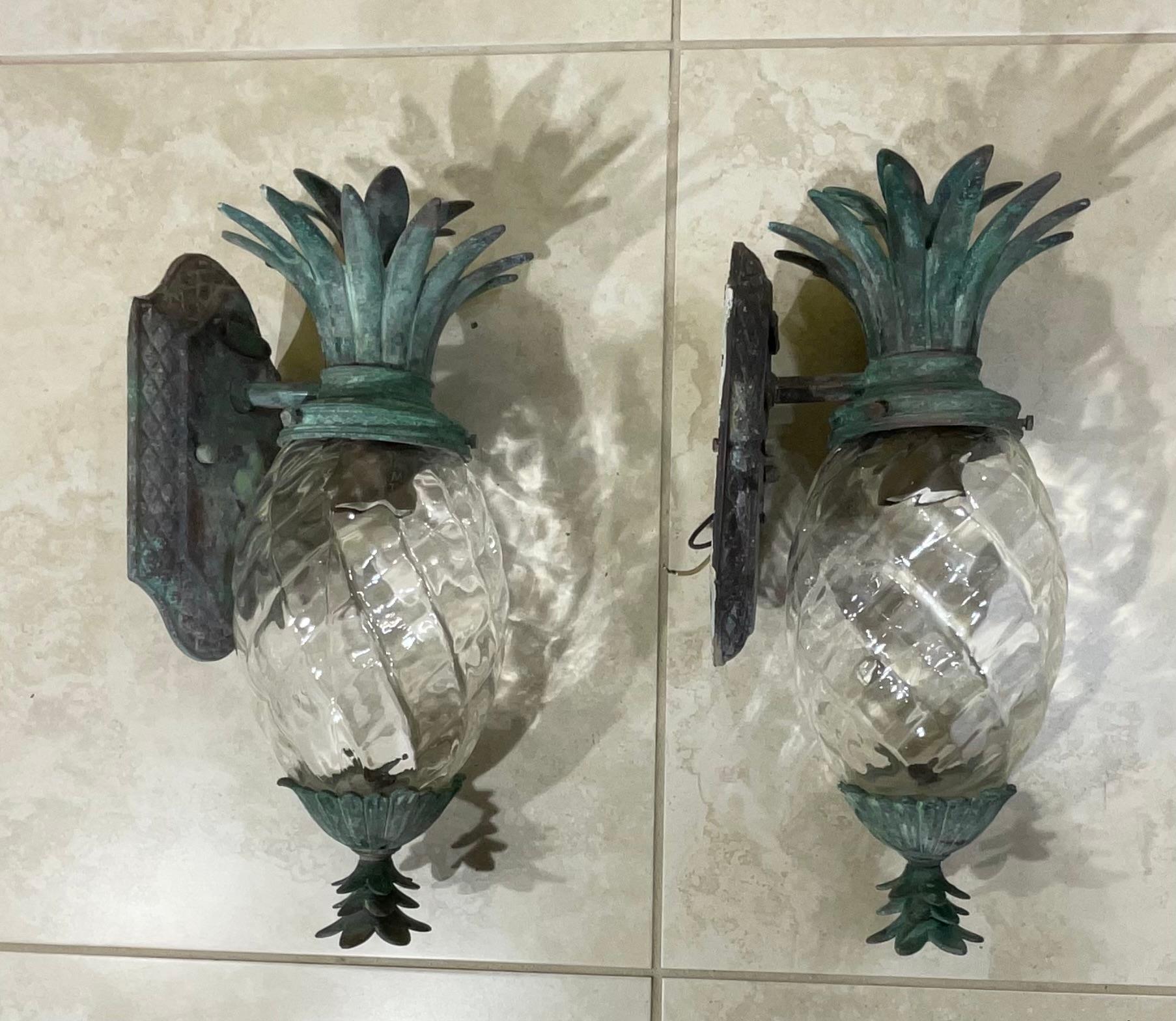 20th Century Pair of Bronze and Brass Wall Lantern or Wall Sconces