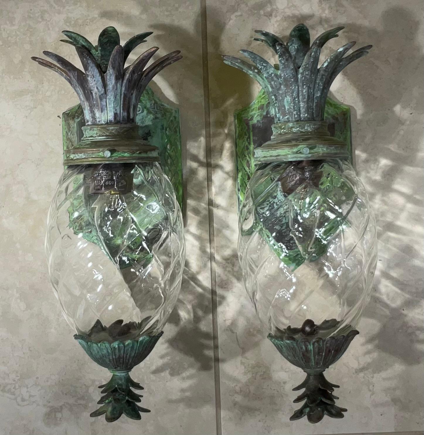 20th Century Pair of Bronze and Brass Wall Lantern or Wall Sconces