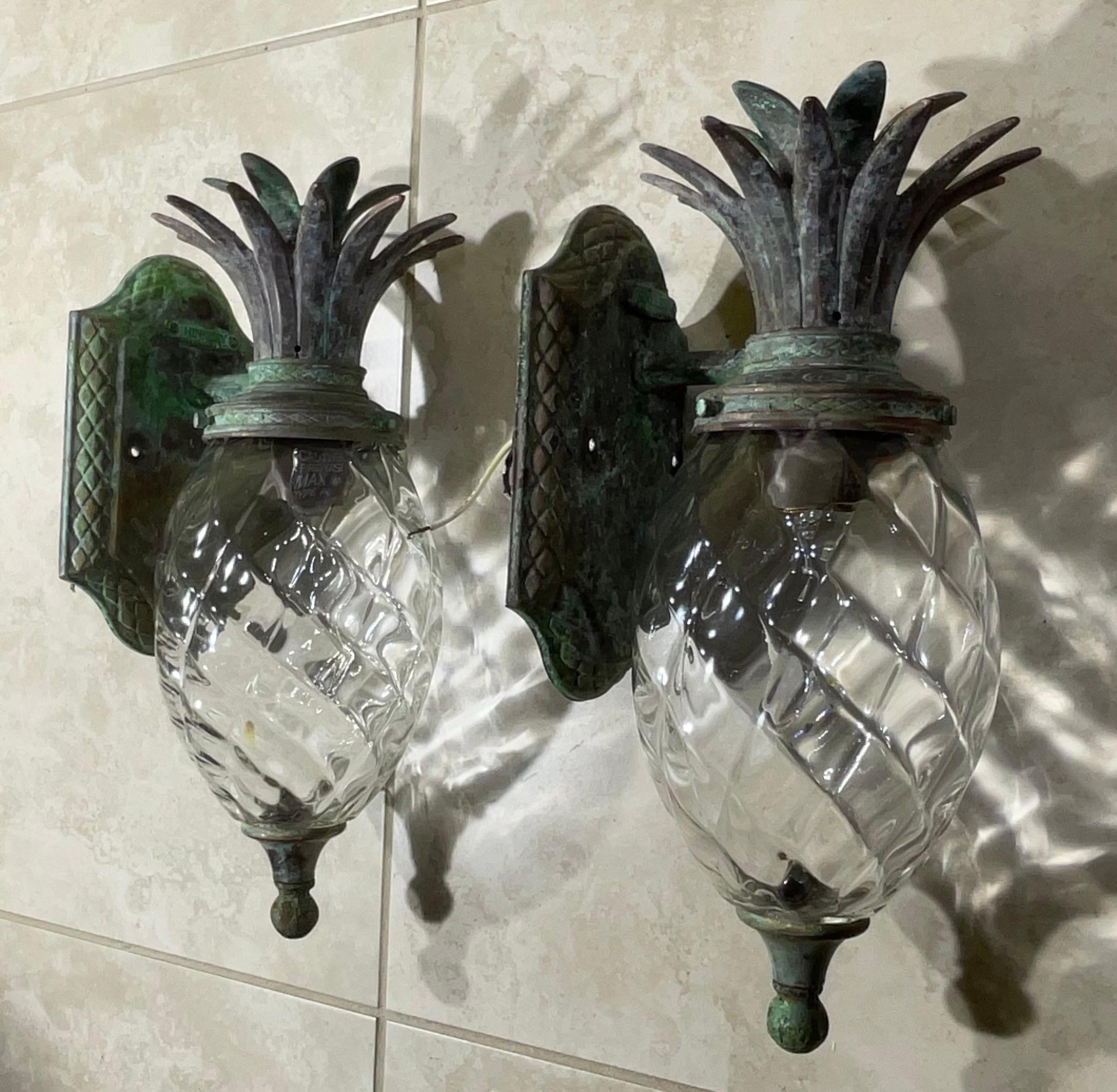 20th Century Pair of Bronze and Brass Wall Lantern or Wall Sconces For Sale