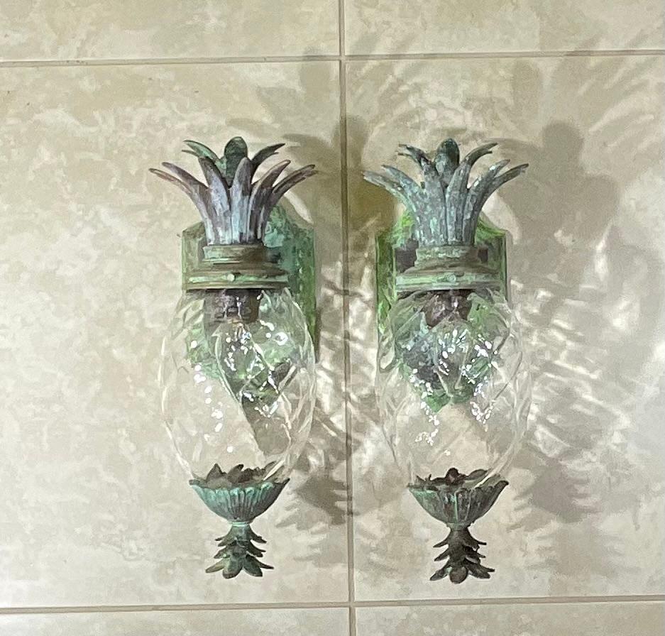 Pair of Bronze and Brass Wall Lantern or Wall Sconces 1