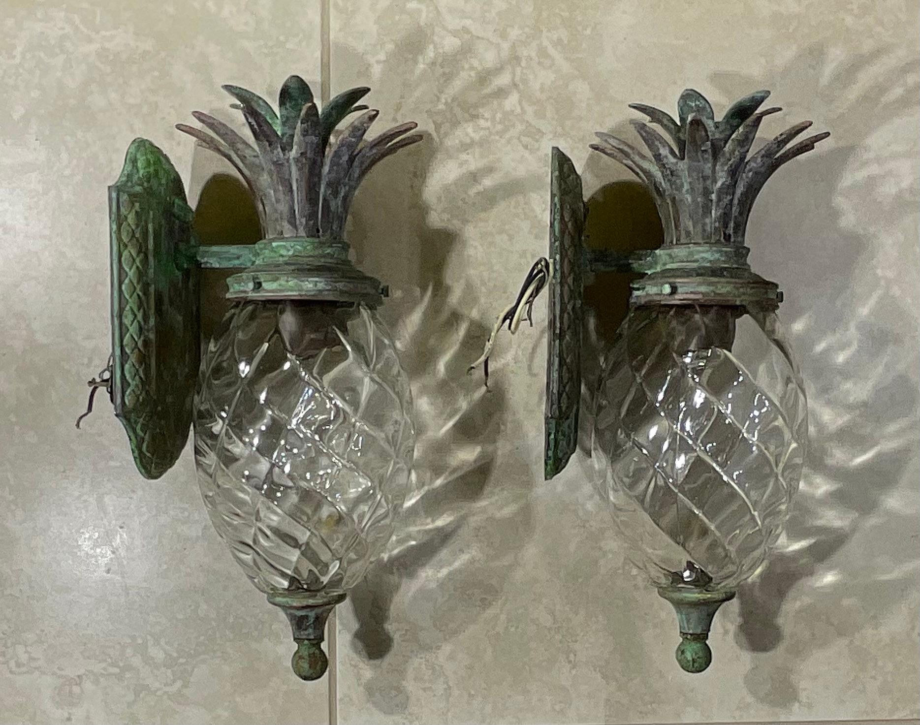 Metal Pair of Bronze and Brass Wall Lantern or Wall Sconces For Sale