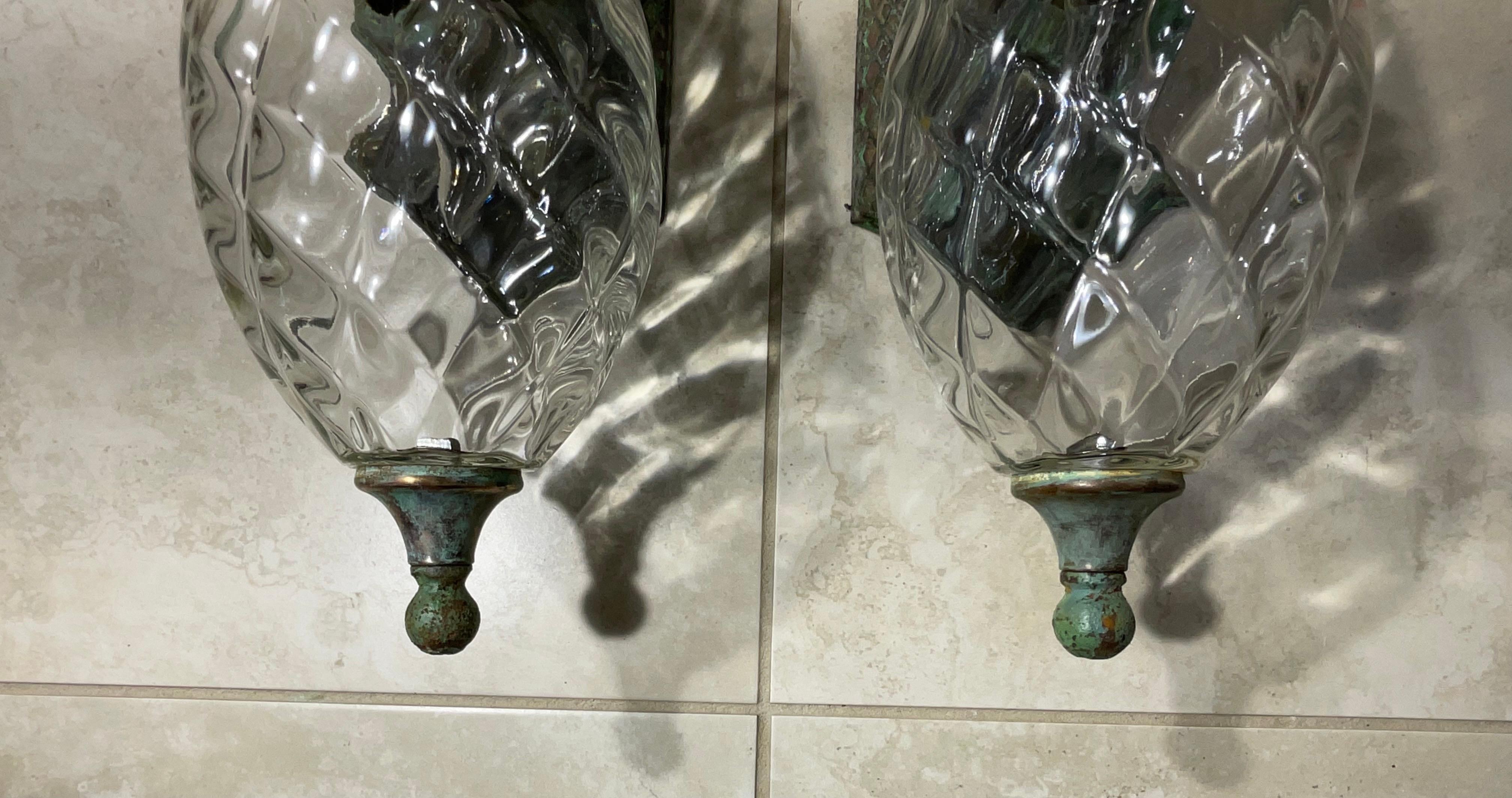 Pair of Bronze and Brass Wall Lantern or Wall Sconces For Sale 1