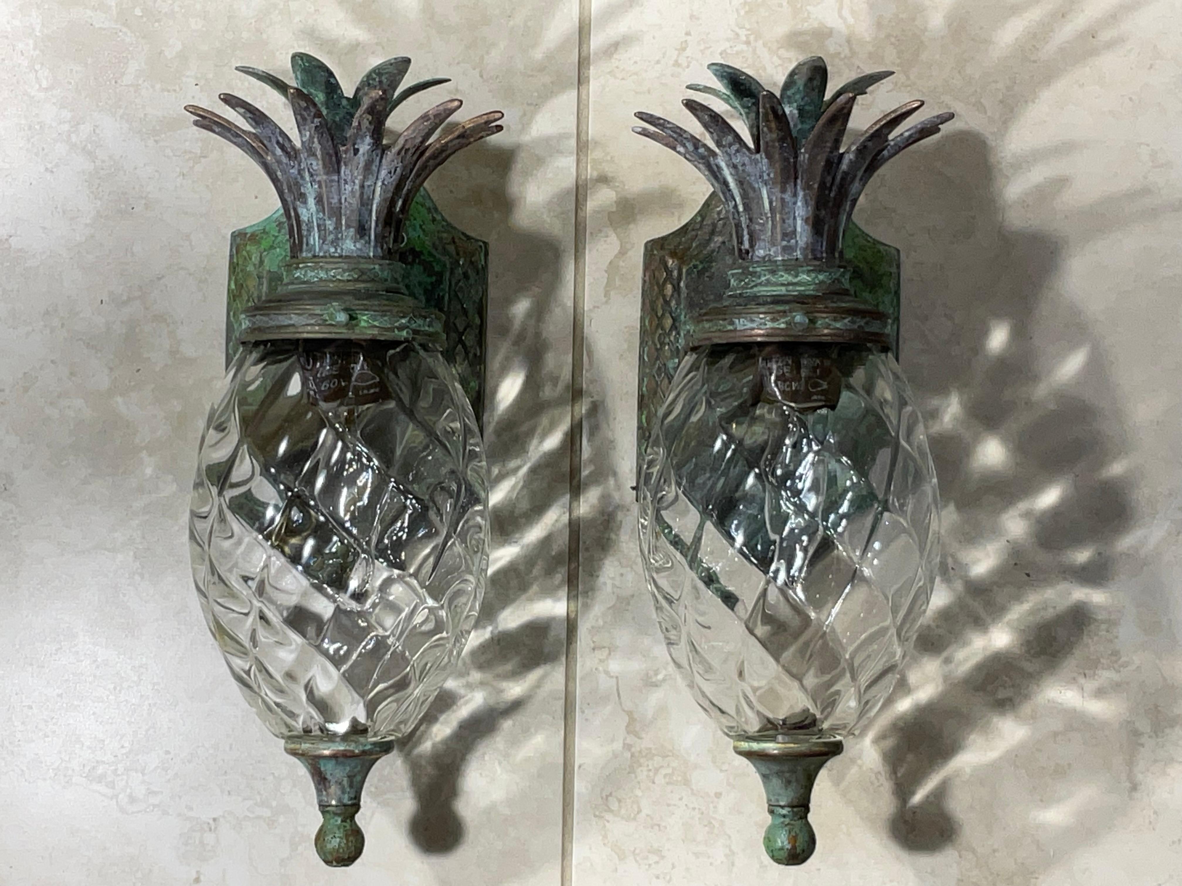 Pair of Bronze and Brass Wall Lantern or Wall Sconces For Sale 2