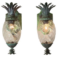 Pair of Bronze and Brass Wall Lantern or Wall Sconces