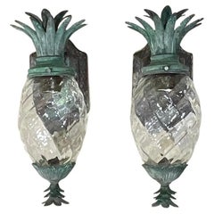 Pair of Bronze and Brass Wall Lantern or Wall Sconces