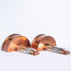 Pair of Bronze and Copper Sconces, Art Deco Period, France, circa 1930