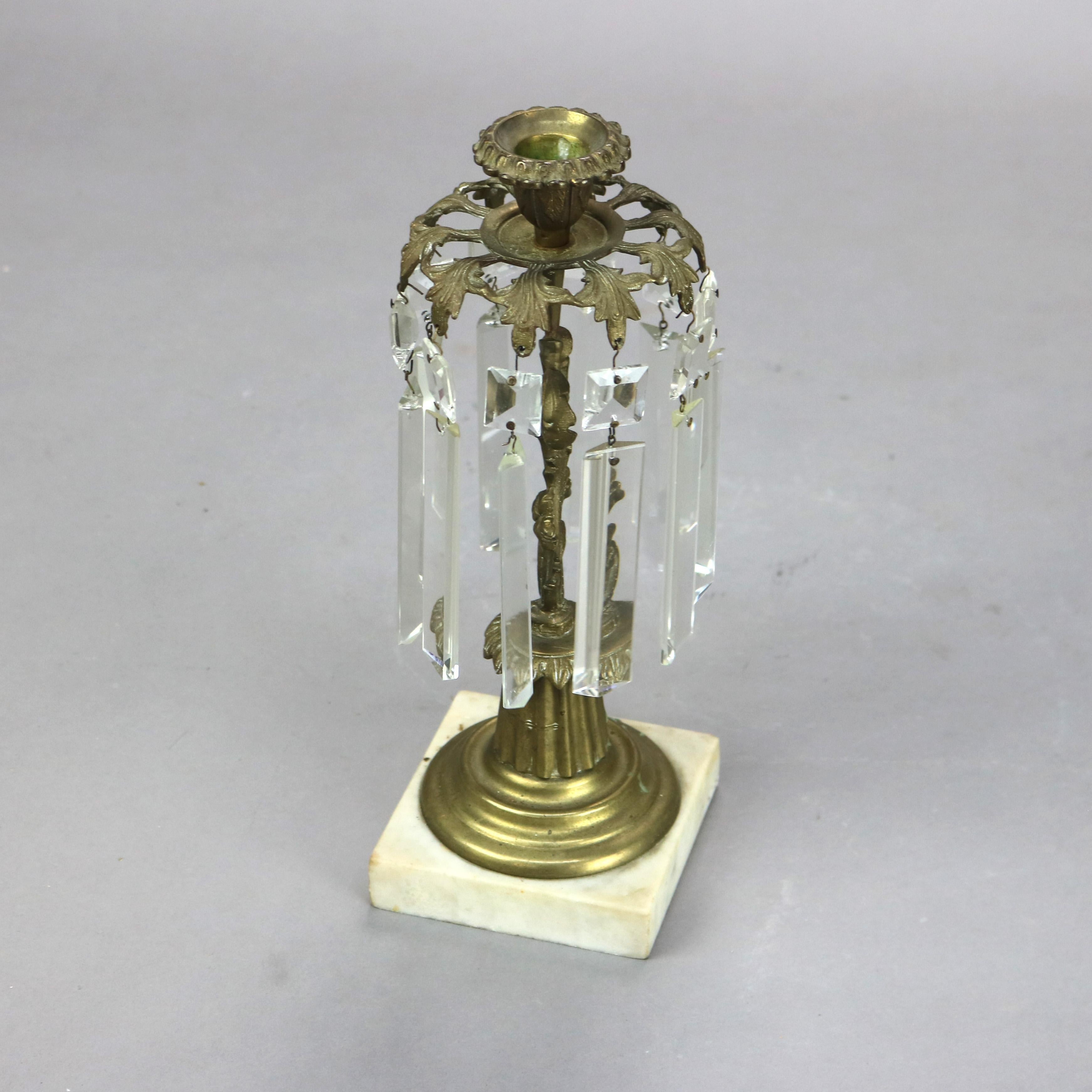 Coppia di portacandele in bronzo e cristallo con base in marmo C1890

Misure: 11 