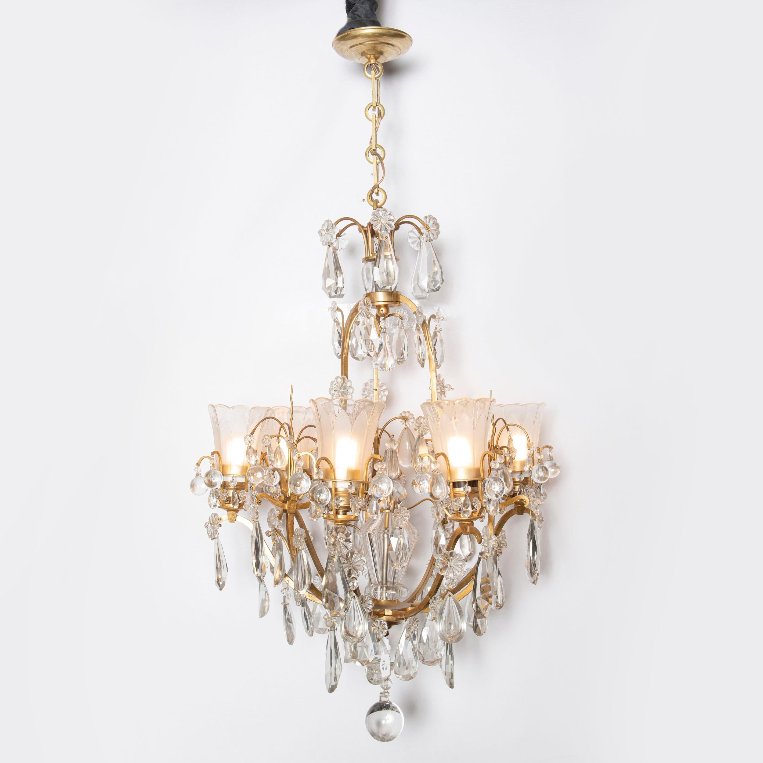 Pair of bronze and crystal chandeliers. France, circa 1940.
Attributed to Maison Jansen.