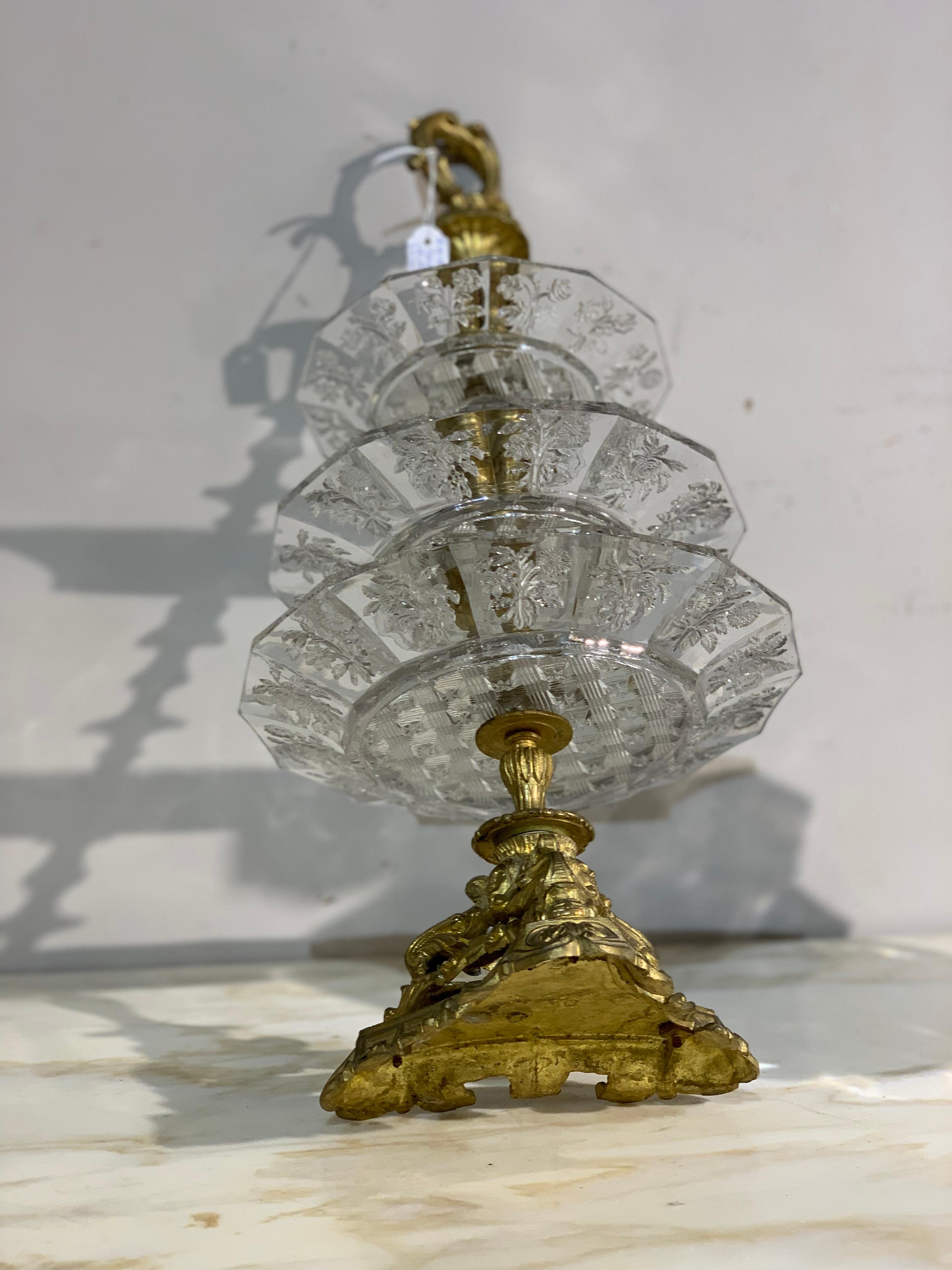 Charles X, Pair of Bronze and Crystal Fruit Risers 4