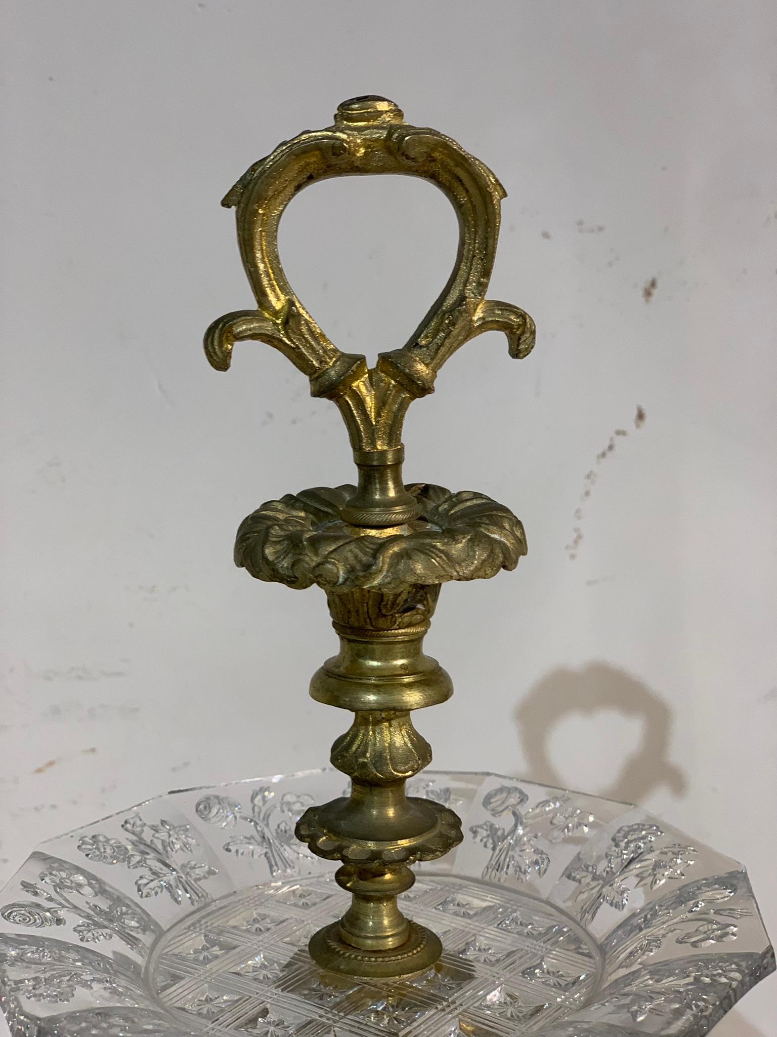 19th Century Charles X, Pair of Bronze and Crystal Fruit Risers