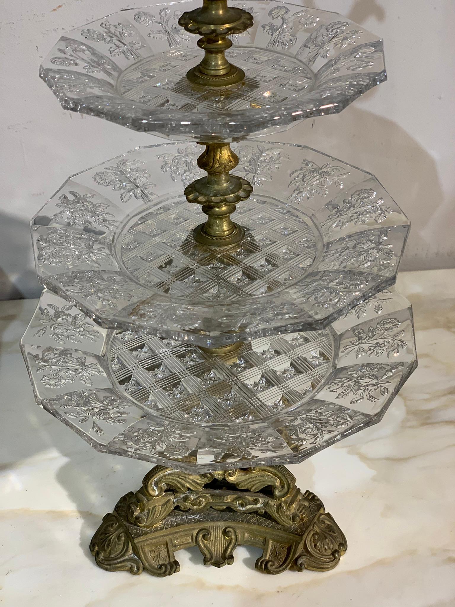 Charles X, Pair of Bronze and Crystal Fruit Risers 1