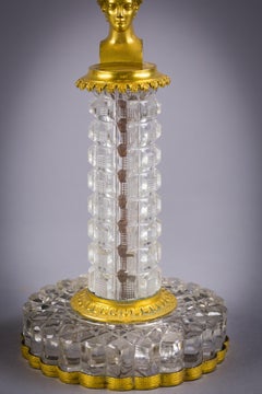 Pair of Bronze and Crystal Two-Light Candelabra, circa 1860