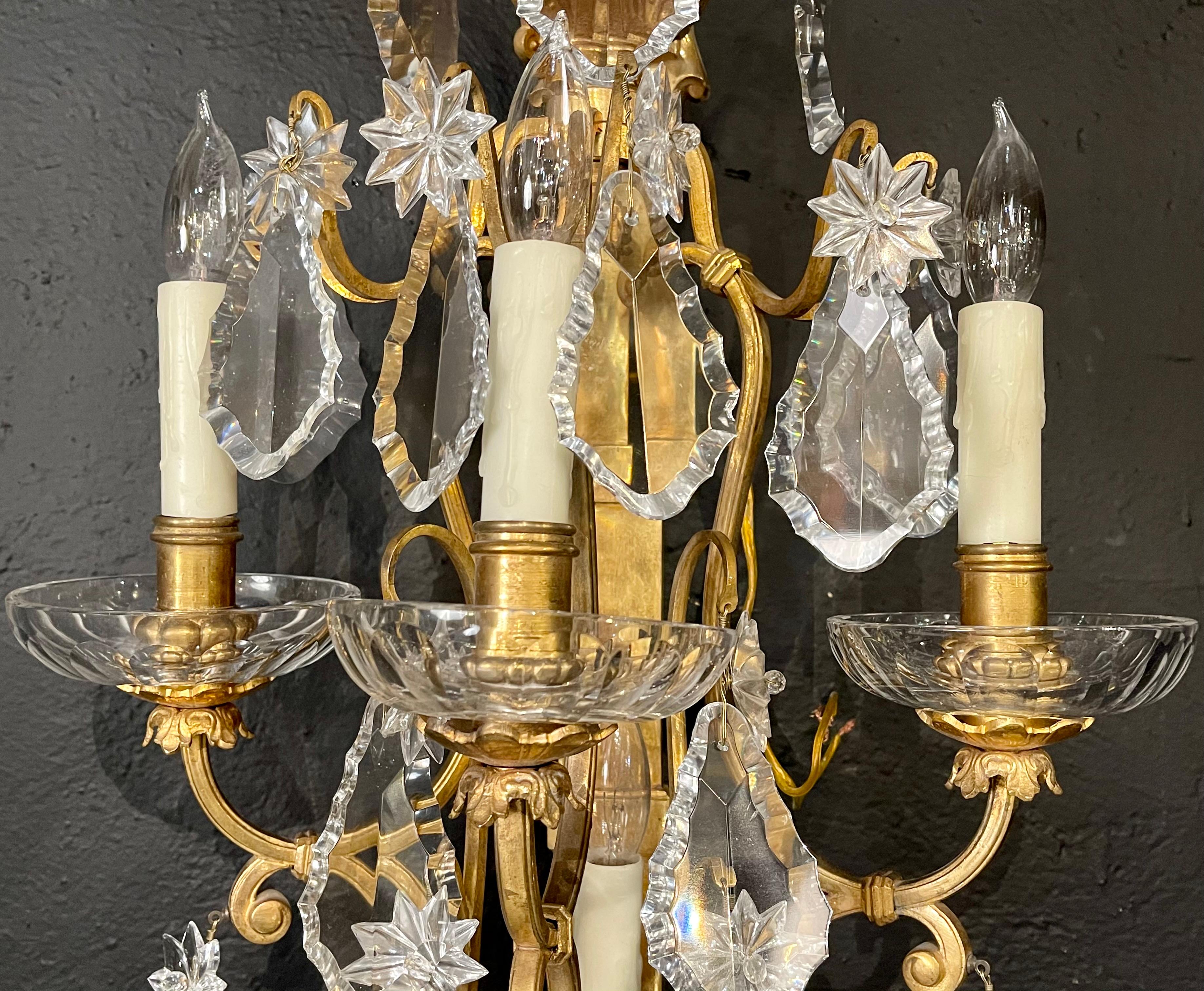 brass crystal wall sconce