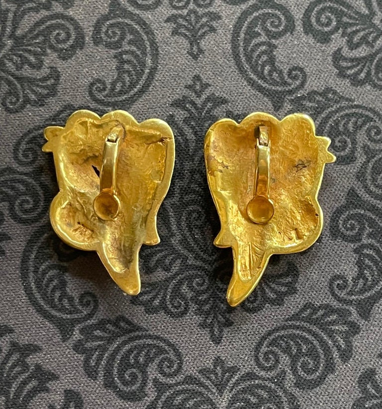 Paire de boucles d'oreilles Line Vautrin en bronze et émail En vente sur  1stDibs