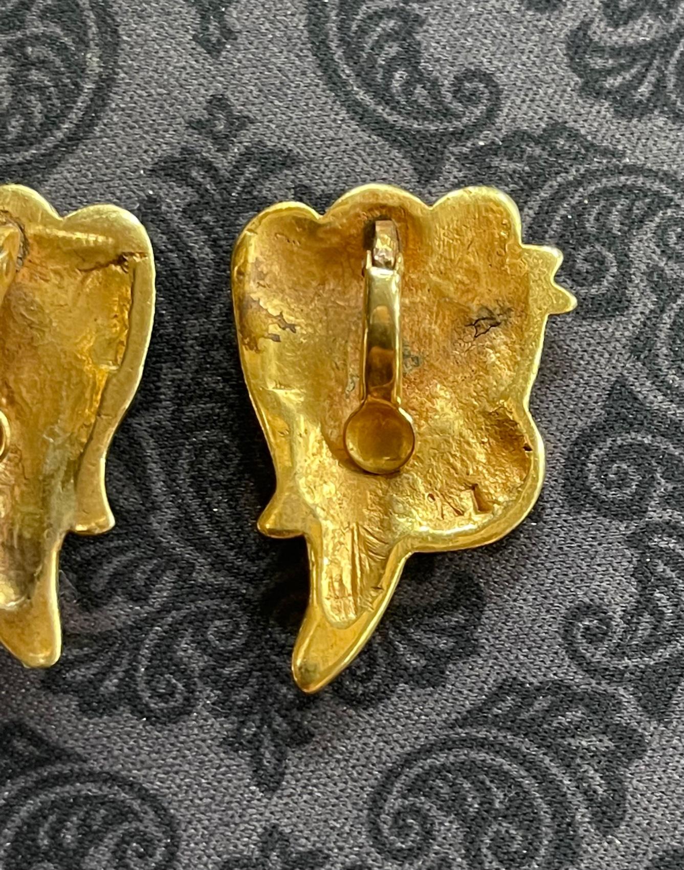 Mid-20th Century Pair of Bronze and Enamel Earrings Line Vautrin For Sale