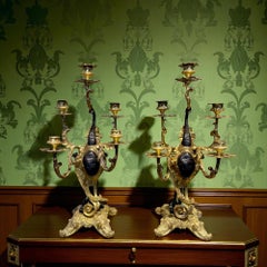 Pair of Bronze and Gilt Candelabra, France, 19th Century