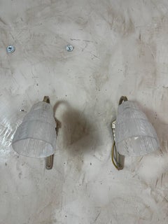 Pair of Bronze and Glass Art deco Wall Light, 1930s
