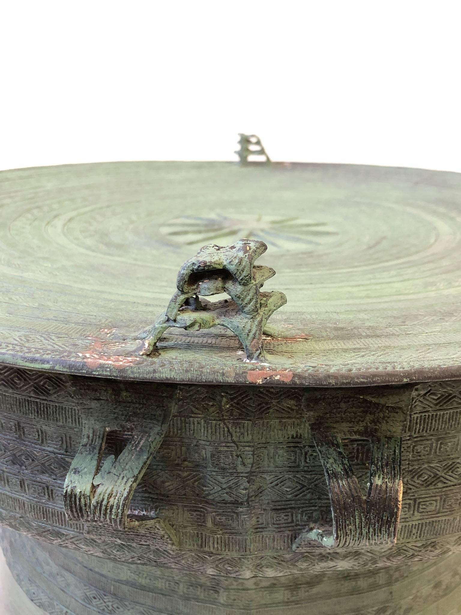 Pair of Bronze and Glass South Asian Rain Drum Tables 7