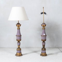 Pair of Mid-Century Bronze and Glass Table Lamps