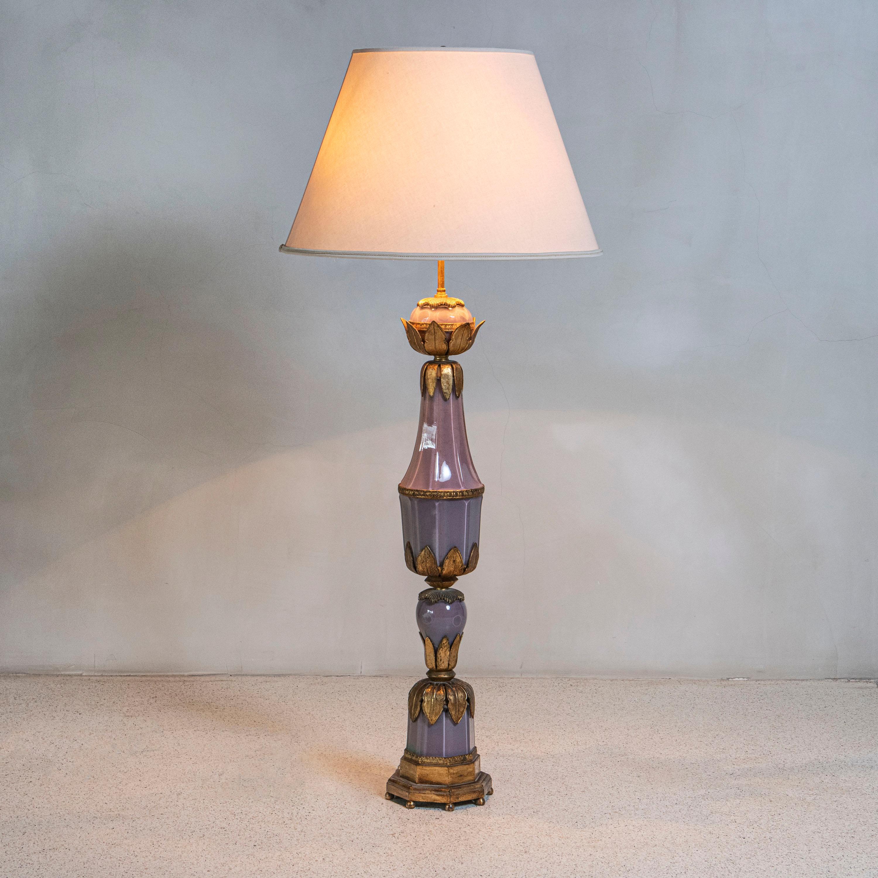 French Pair of Bronze and Glass Table Lamps Maison Jansen, France, circa 1940-1950 For Sale