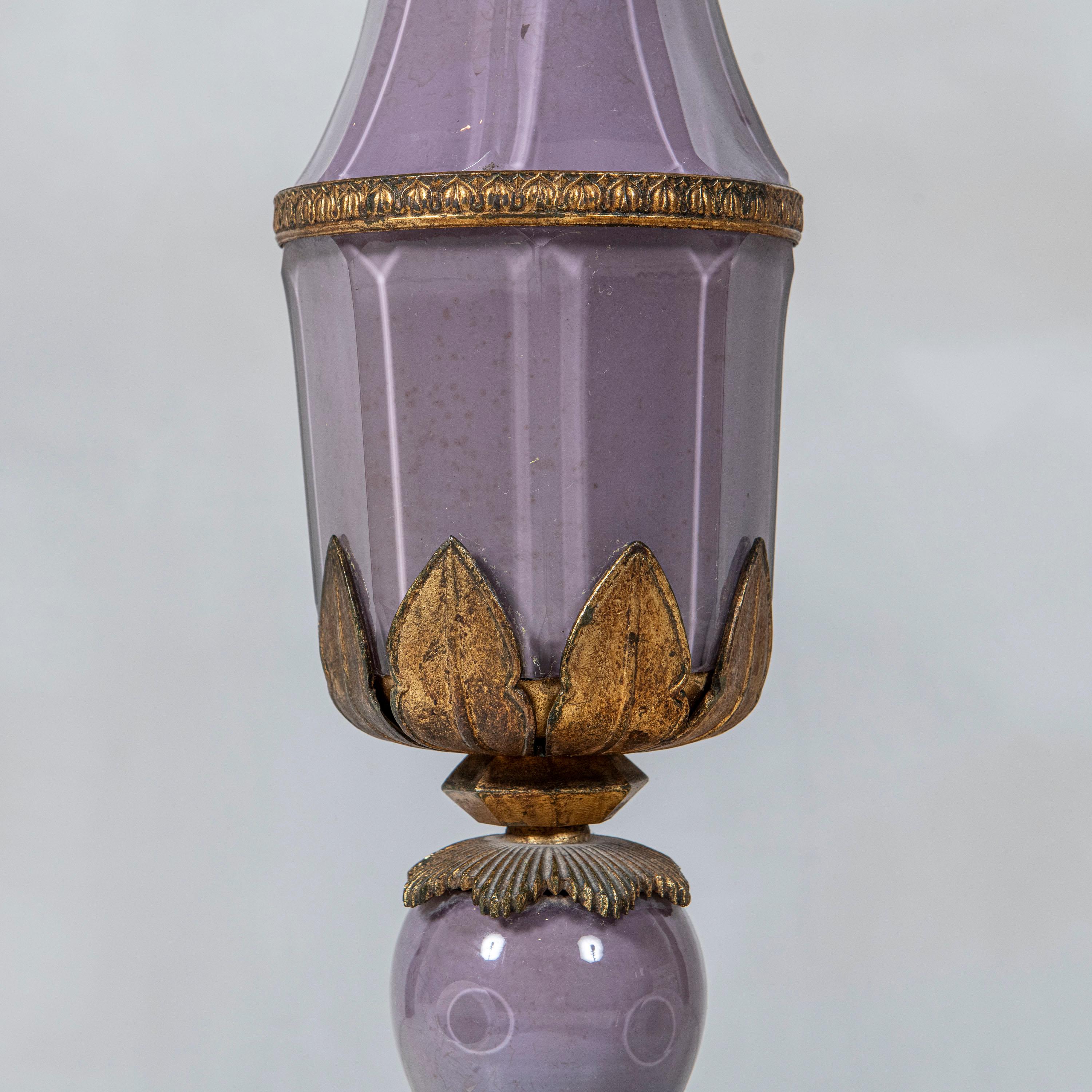 Pair of Bronze and Glass Table Lamps Maison Jansen, France, circa 1940-1950 For Sale 1