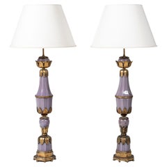 Pair of Bronze and Glass Table Lamps Maison Jansen, France, circa 1940-1950