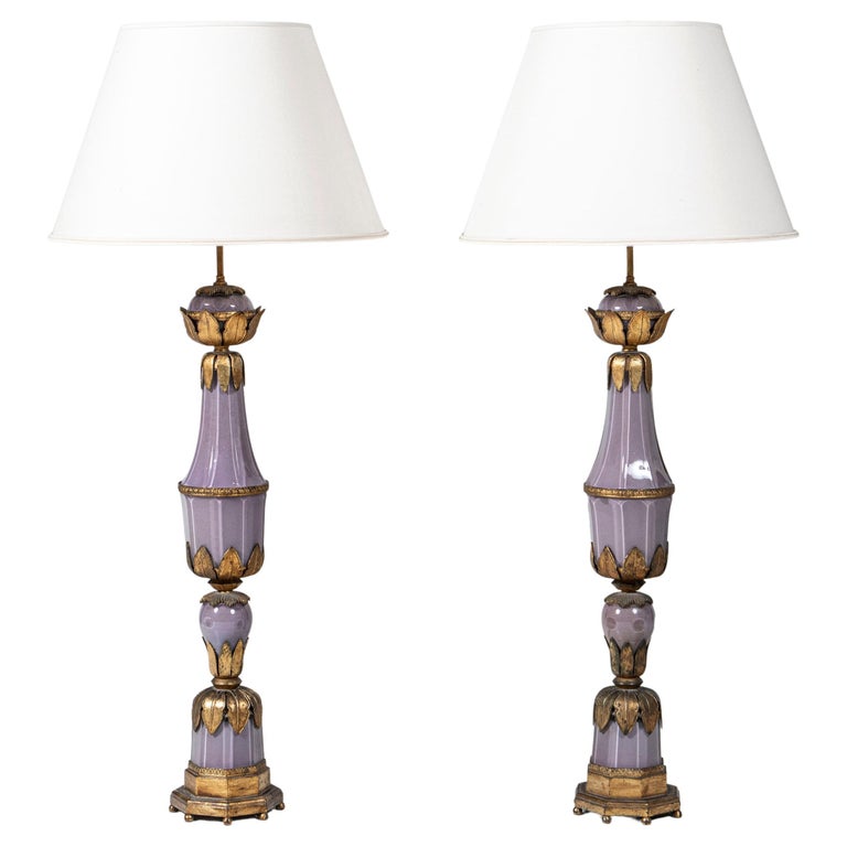 Pair of Bronze and Glass Table Lamps Maison Jansen, France, circa 1940-1950  For Sale at 1stDibs
