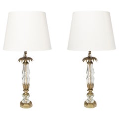 Pair of Bronze and Glass Table Lamps Maison Jansen, France, circa 1940.
