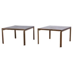 Pair of Bronze and Leather Tables by Stow Davis