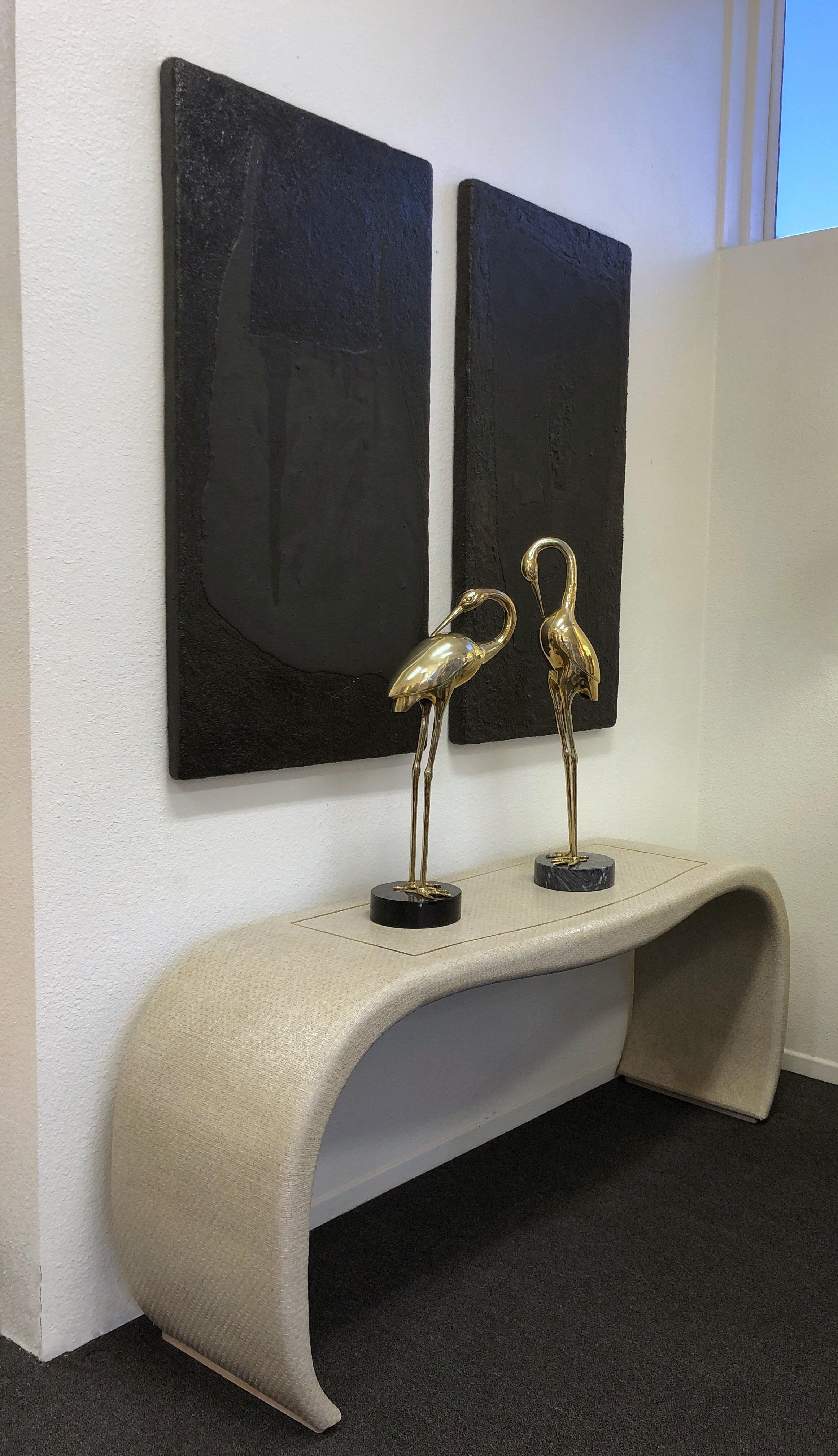 Late 20th Century Pair of Bronze and Marble Bird Sculptures