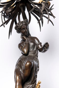 Pair of Bronze and Marble Candelabras, France, 19th Century