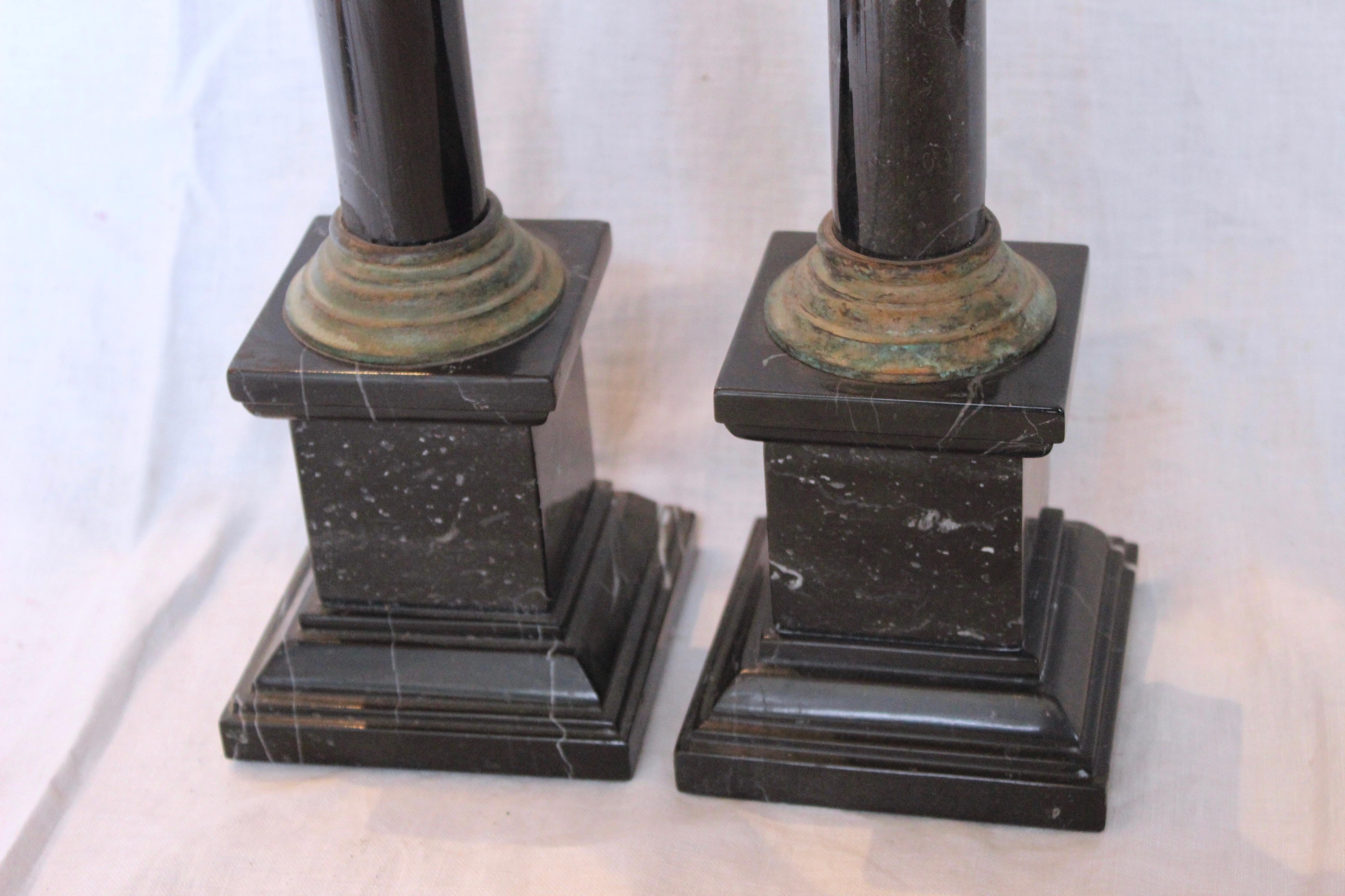 Pair of Bronze and Marble Grand Tour Souvenirs In Good Condition In East Hampton, NY