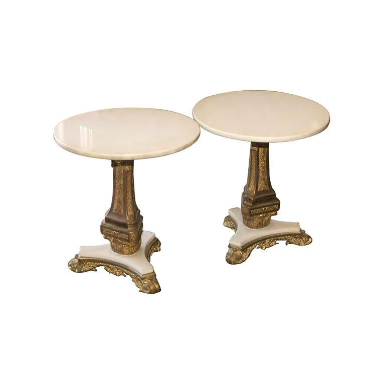 Pair of Bronze and Marble Tables