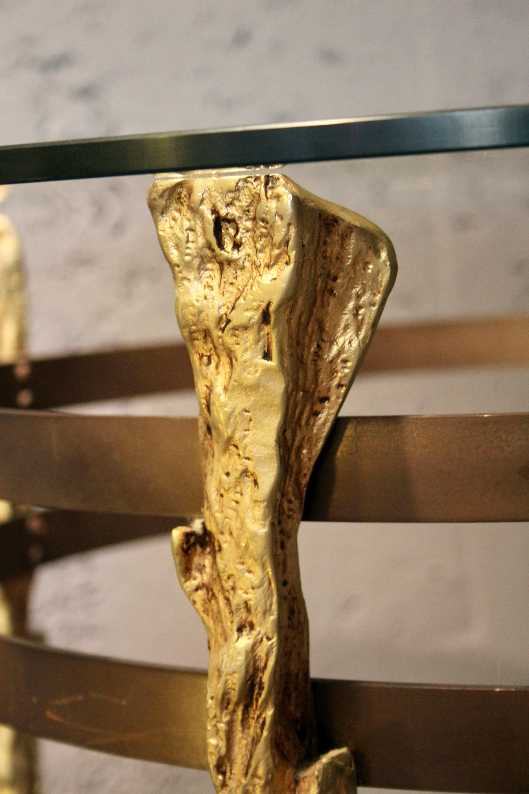 Pair of bronze and metal side table For Sale 7