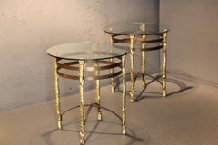Pair of bronze and metal side table