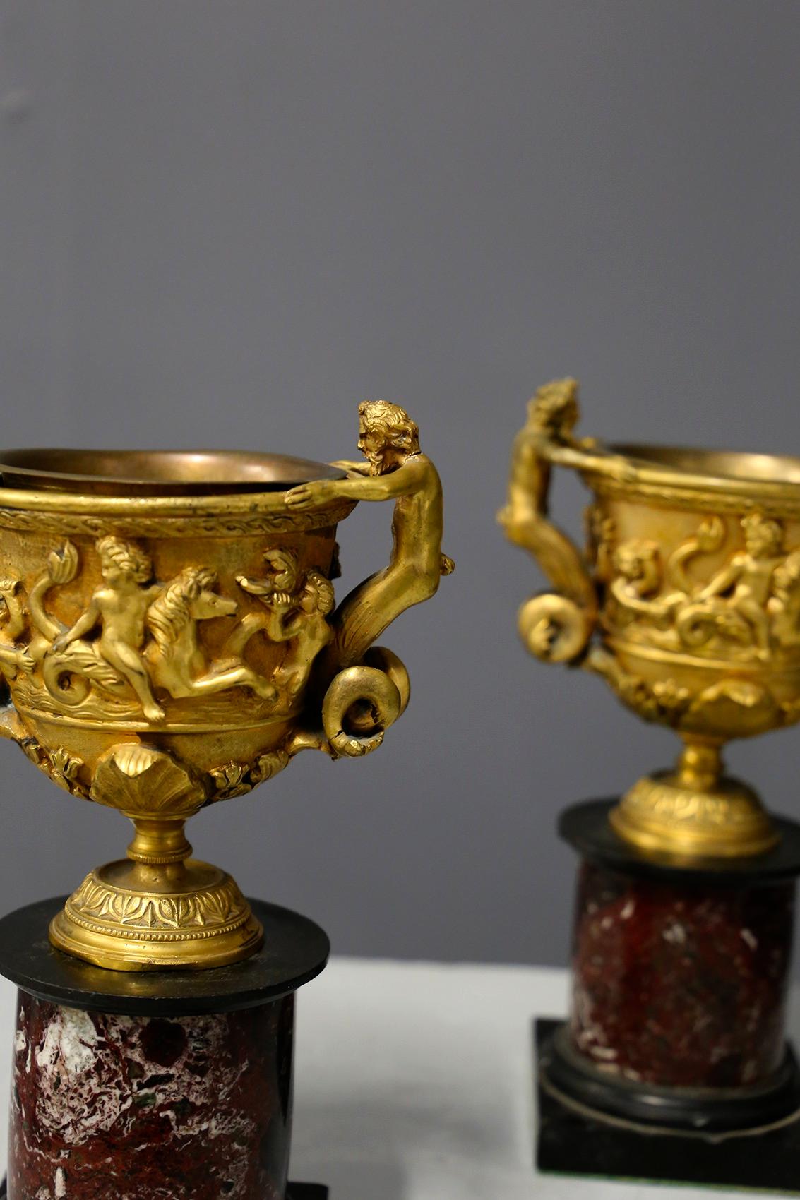 Pair of Bronze and Napoleon III Marble Cups 2