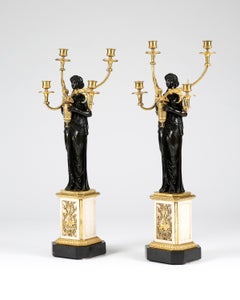 Pair of Bronze and Ormolu Candelabra