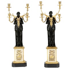 Pair of Bronze and Ormolu Candelabra