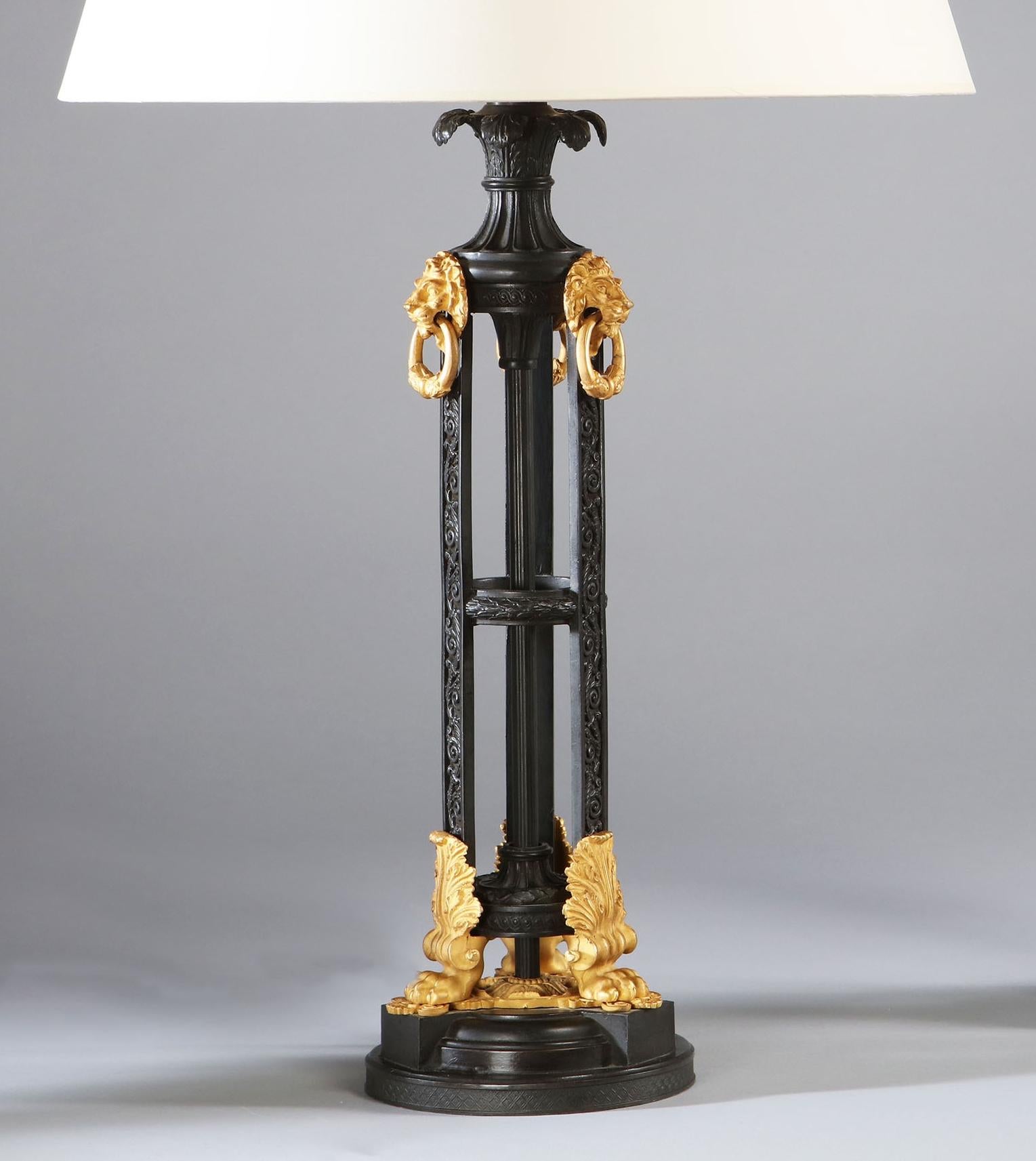 Pair of Bronze and Ormolu Table Lamps In Good Condition In London, GB