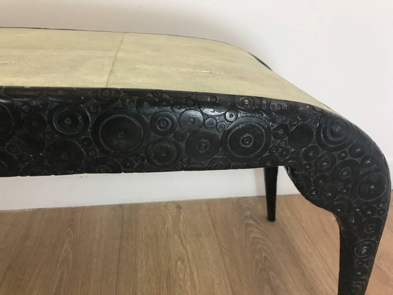 Pair of Bronze and Shagreen Benches by R.Y Augousti In Excellent Condition In Miami, FL