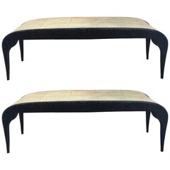 Pair of Bronze and Shagreen Benches by R.Y Augousti