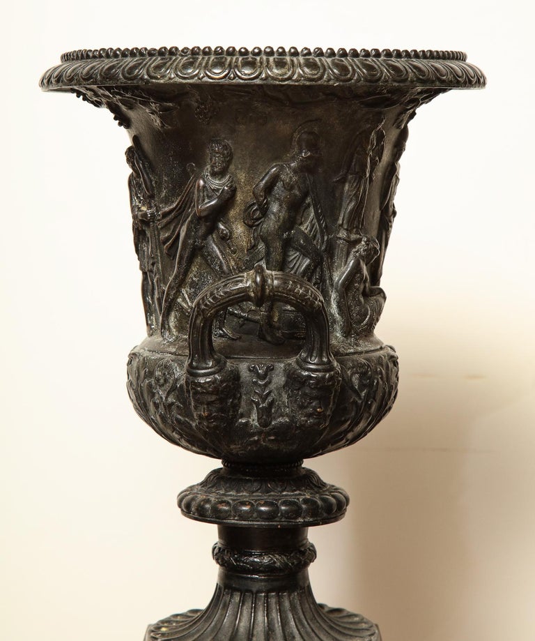 Pair of Bronze and Sienna Marble Medici Urns For Sale at 1stDibs
