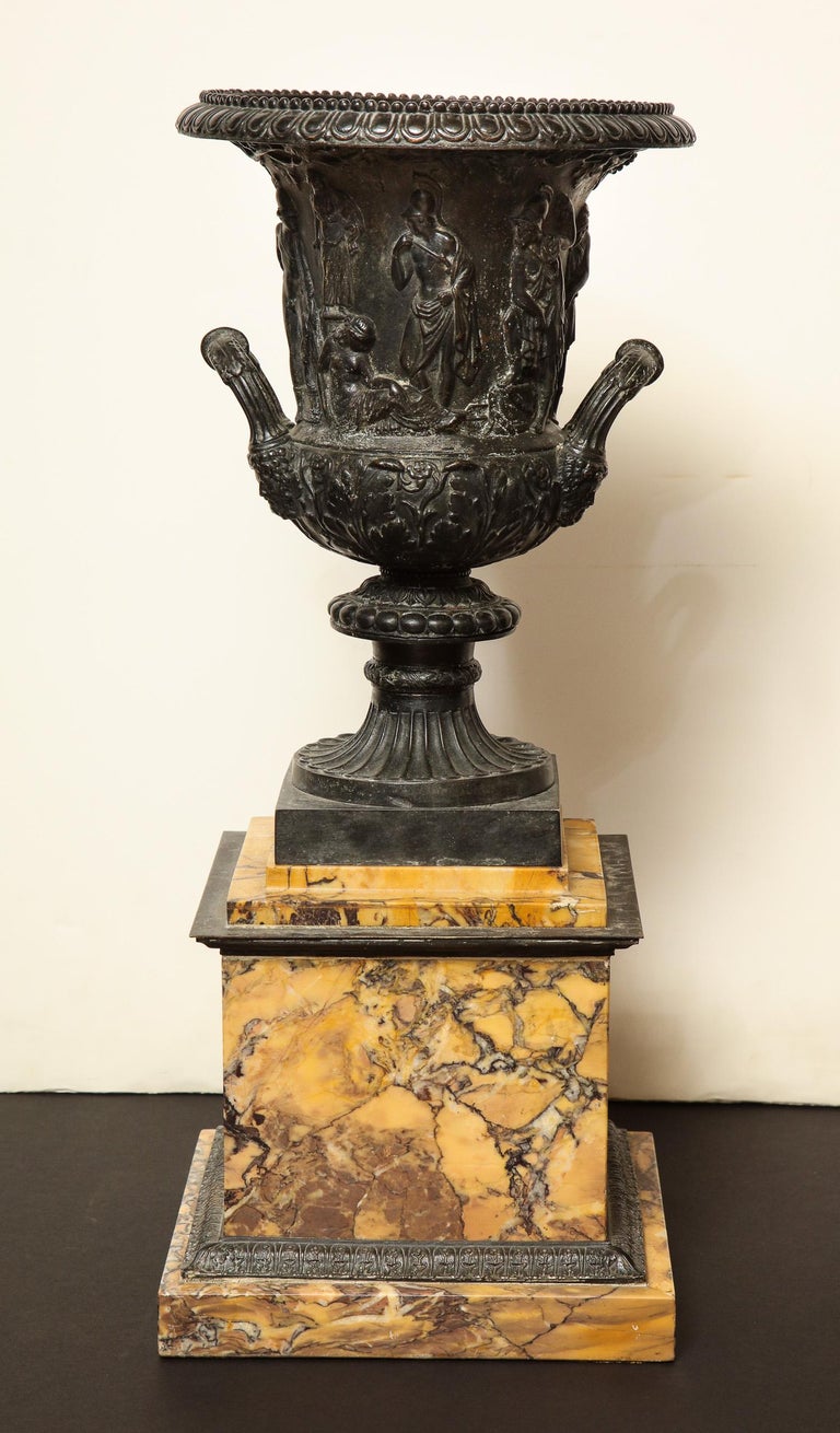 Pair of Bronze and Sienna Marble Medici Urns For Sale at 1stDibs