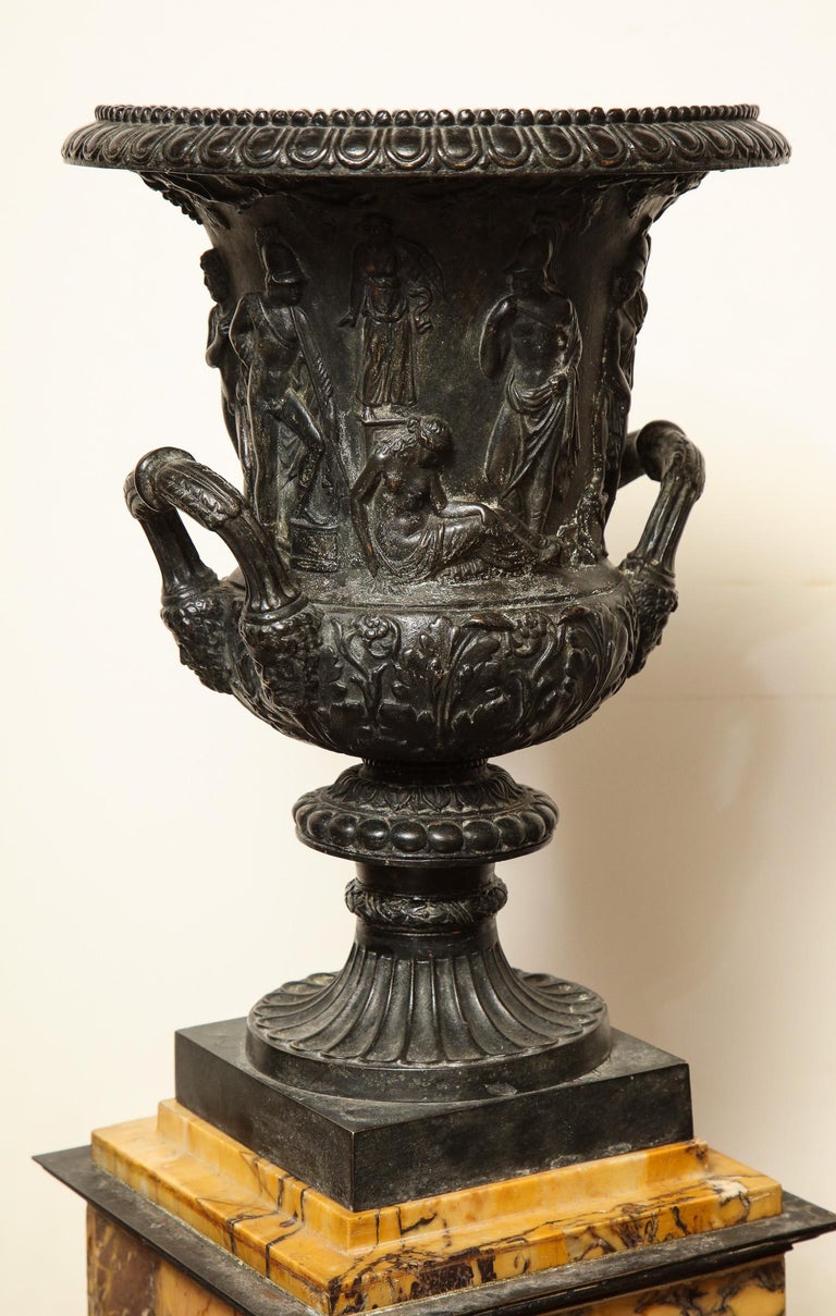 Pair of Bronze and Sienna Marble Medici Urns For Sale at 1stDibs