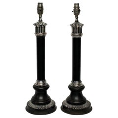 Pair of Bronze and Silver Neoclassical Lamps